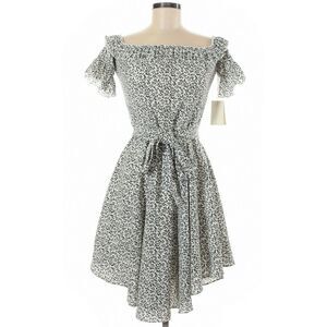 TULAROSA Ciao Bella off the shoulder ruffle tie waist dress black white Sz M NEW